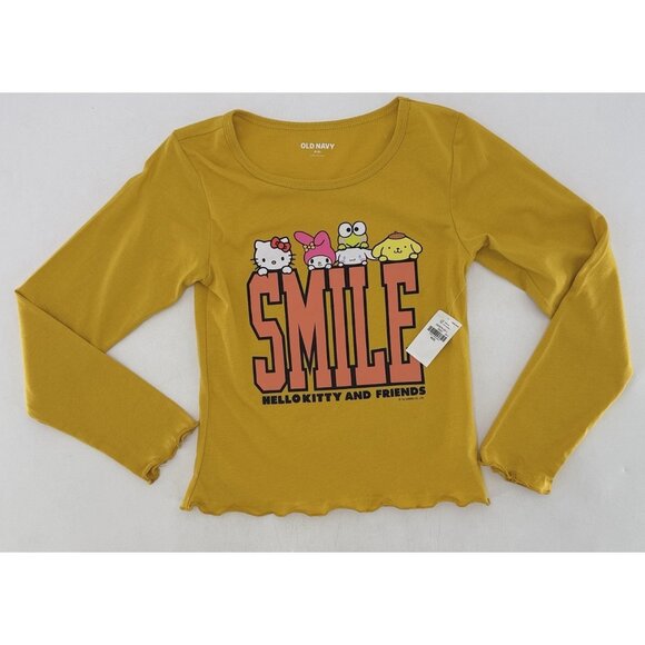 NWT Old Navy Girl's Lettuce-Edge Licensed Hello Kitty Graphic Tee Yellow‎ Size M - Picture 1 of 7